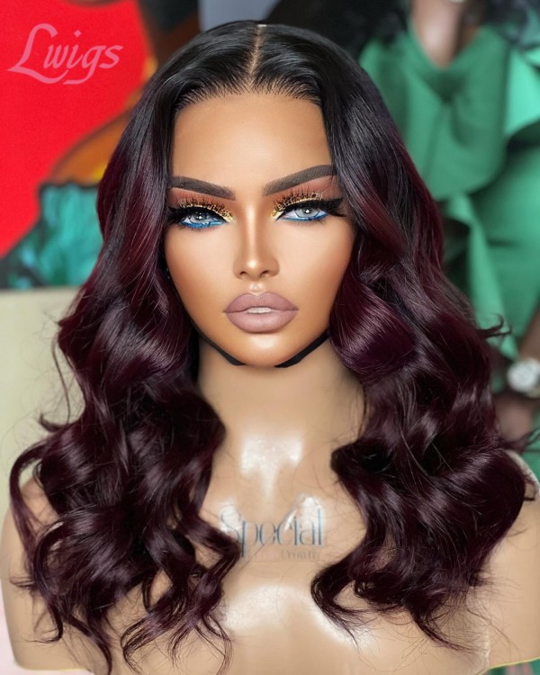 Lwigs VIP Order 20 Inches 130% Density Curly Ombre Color 13x6 Lace Front Wig With 4C Edges VIP1013