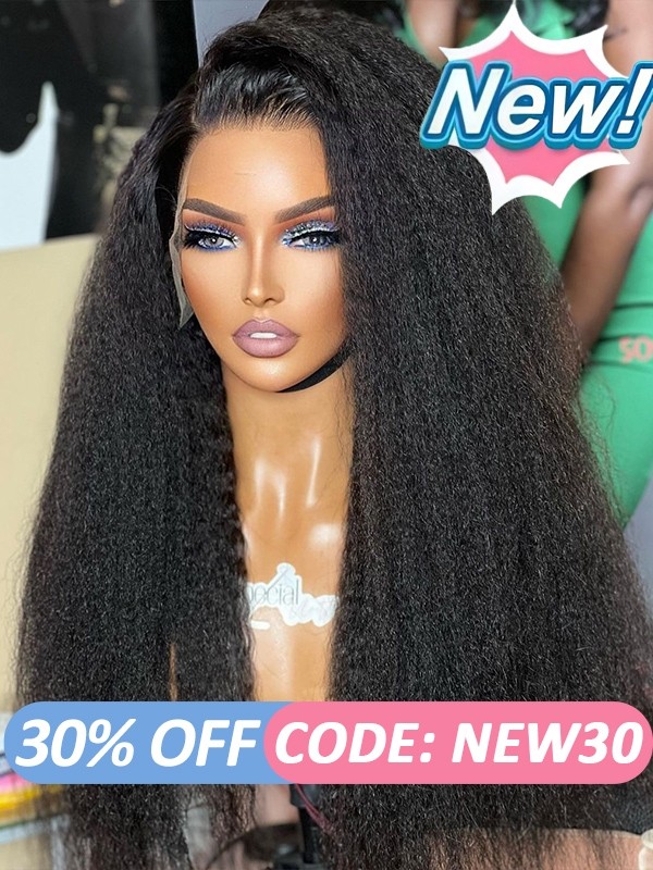 Lwigs New Arrival Pre-plucked Side Part Kinky Straight 100% Brazilian Virgin Human Hair360 HD Lace Wigs With Clean Hairline NEW06