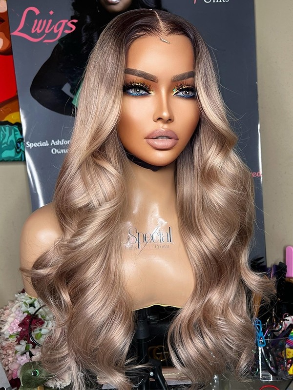 Lwigs New Arrivals Undetectable HD Lace Ombre Color Wavy Virgin Human Hair 13x6 Lace Front Wig With Bleached Knots NEW52