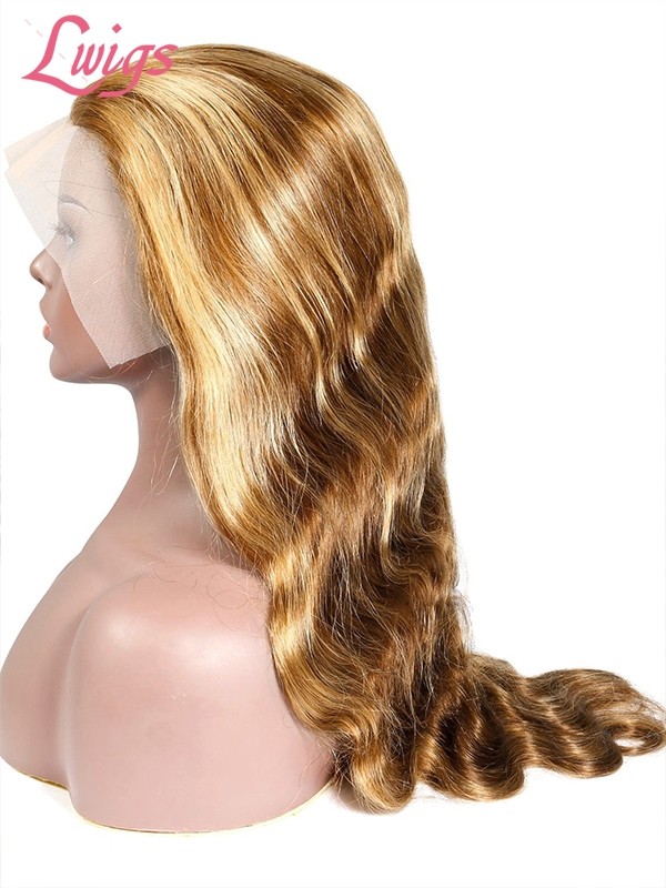 Lwigs New Arrivals Brown Color With Blonde Highlights Body Wave Dream 007 Lace 8x6 Rear And Go Glueless Lace Wig PR21