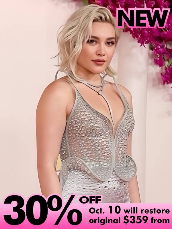 Lwigs New Arrivals Florence Pugh Same Short Wavy Bob Style Side Part Dark Roots Ombre Color 13x6 HD Lace Front Wig STAR02
