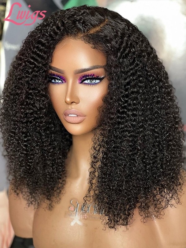 Lwigs New Arrivals Kinky Curly 180% Density Fast Shipping Unprocessed Virgin Human Hair 360 HD Lace Wig For Beginners NEW28