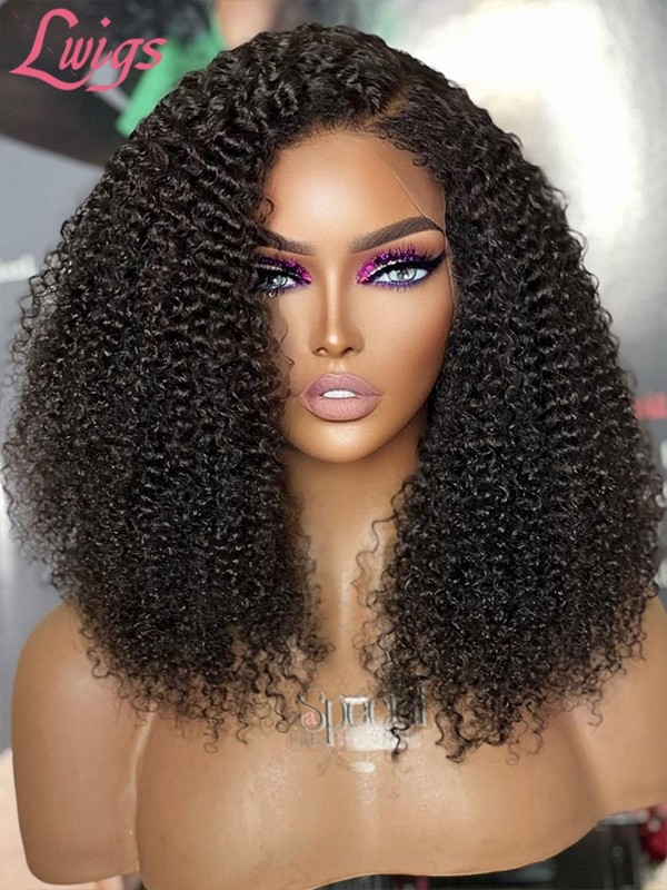 Lwigs New Arrivals Kinky Curly 180% Density Fast Shipping Unprocessed Virgin Human Hair 360 HD Lace Wig For Beginners NEW28