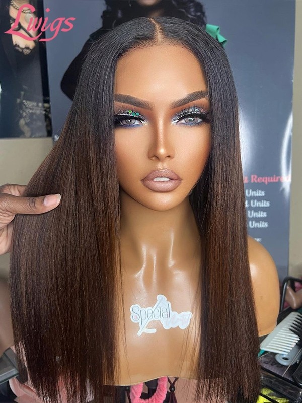 Lwigs New Arrivals Ombre Brown Color Silky Straight Undetectable HD Dream Swiss Lace 360 Wigs With Elastic Band NEW30