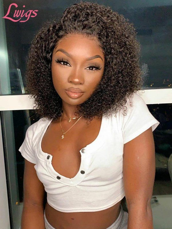 Lwigs New Arrivals Pay 1 Get 1 Free 12 Kinky Curly Short Hair & 18 Loose Wave 5x5 HD Lace Closure Wigs 150% Density Combo Deal CS08