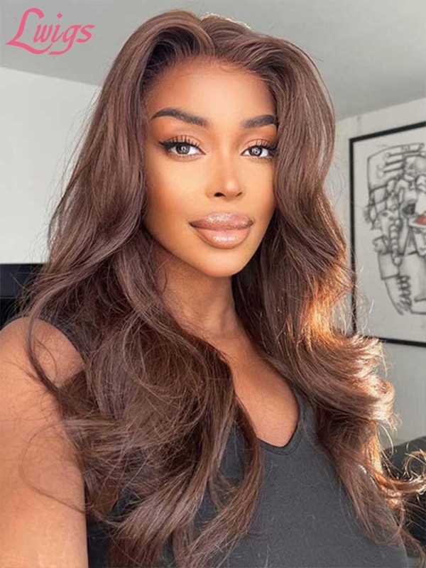Lwigs New Arrivals Pay 1 Get 2 Wigs 16 Brown Color Body Wave 5x5 HD Lace Closure Wig & 10 C-Part Bob Wig With Big Discount CS09