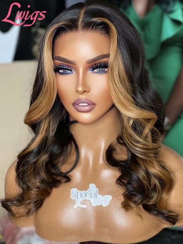 Lwigs New Arrivials Beginner Friendly Body Wave Highlight Color HD 360 / Full Lace Wig Bleached Knots Glueless Wigs NEW41