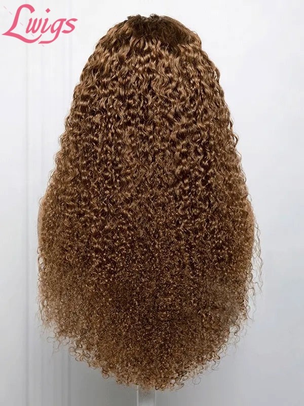 Lwigs New Arrivials Brown Hair Color Pre-plucked Clean Hairline Curly Hairstyles 360 HD Clear Swiss Lace Wigs NEW39