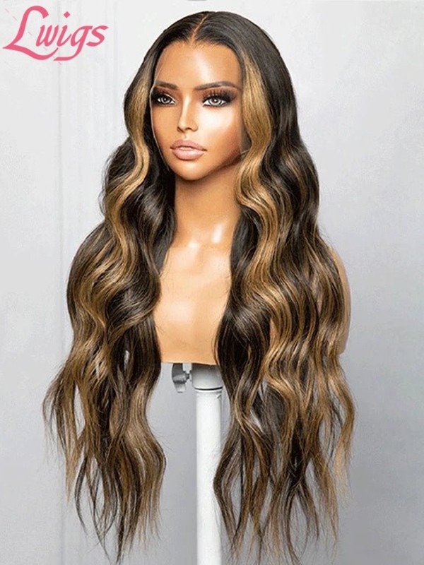 Lwigs New Arrivials Clean Hairline Body Wave HD Lace Highlight Color Wavy Hairstyles 360 Lace Wig Bleached Knots NEW40