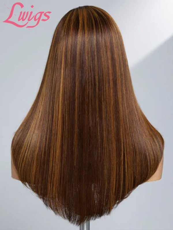 Lwigs New Glueless Wig Silky Straight Layered Haircut 5x5 Closure Wig Highlight Butterfly Feathered Wolf Cut 10s Wear & Go Wigs Lwigs120
