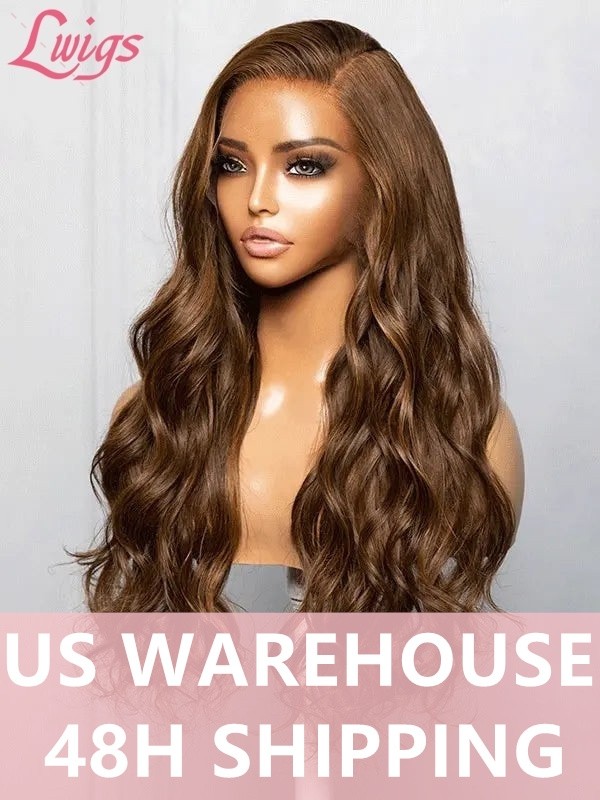 Lwigs New Style Top Quality Clean Hairline Brazilian Hair Brown Color Side Part Wavy Hair 360 HD Clear Lace Wigs NEW38