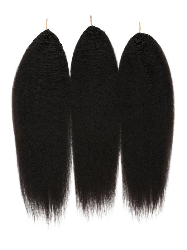 Lwigs Pre-Divided Kinky Straight Natural Black Color Crochet Hair Beginner Friendly 100% High Quality Human Hair Extensions UD33