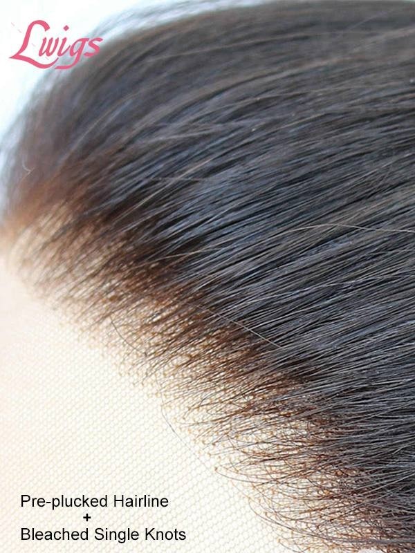 Brazilian Light Yaki Straight Hair Weave Natural Color Wig Pre-Plucked  Hairline Full Lace Kinky Straight