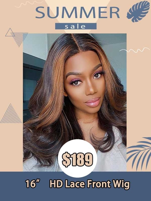 Lwigs Summer Sale 13*6 HD Lace Front Wig Ombre Brown Brazilian Virgin Human Hair Highlight Color Wavy Hair SS01