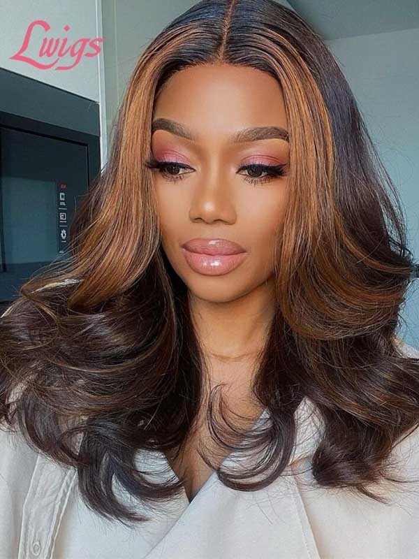 Lwigs Summer Sale 13*6 HD Lace Front Wig Ombre Brown Brazilian Virgin Human Hair Highlight Color Wavy Hair SS01