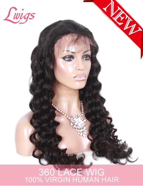 Pre-plucked Brazilian Virgin Human Hair Wigs Dream Swiss Lace Loose C3urly Wavy Wigs With Baby Hair 360 Lace Wigs [LWigs13]