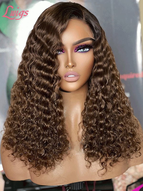 New 2025 Hair Style Trends Brown Hair Color Ash Glueless 360 Lace Real Human Hair Wig Curly Wigs For Black Women NEW21