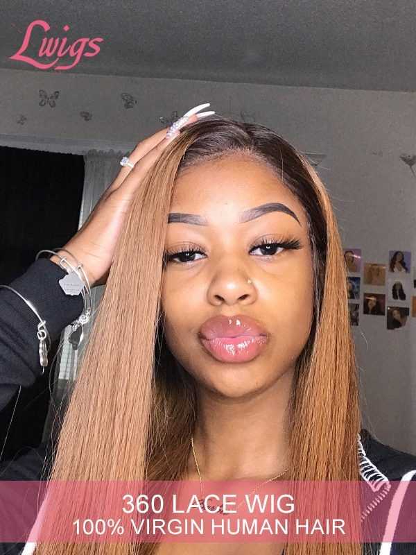 New Arrival 1b#&T30# Omber Color 100% Brazilian Virgin Human Hair Dream Swiss Lace 360 Lace Wigs Natural Ponytail LWigs142