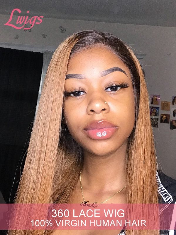 New Arrival 1b#&T30# Omber Color 100% Brazilian Virgin Human Hair Dream Swiss Lace 360 Lace Wigs Natural Ponytail LWigs142