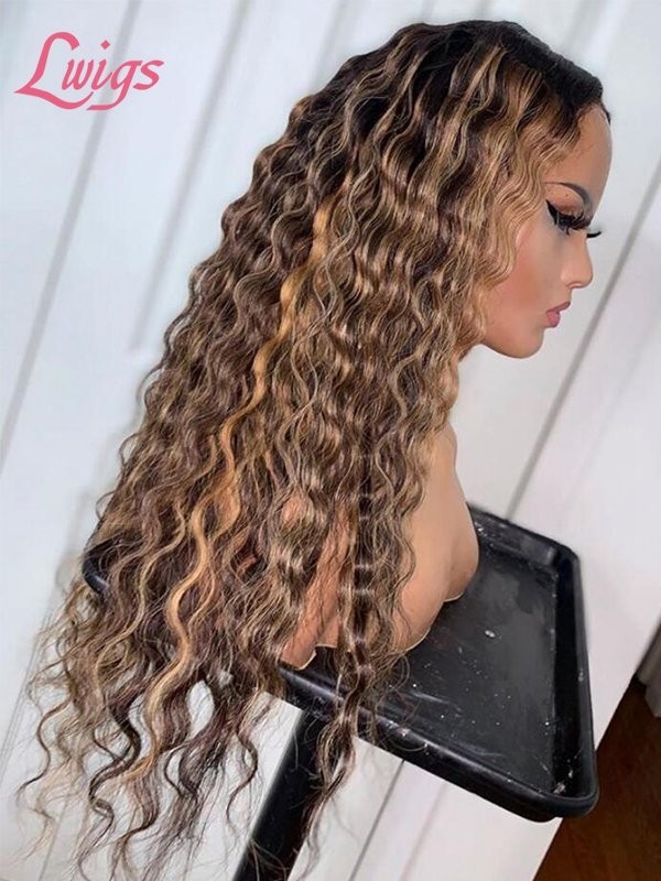 New Arrival High Light Color Deep Wave 4*4 Silk Base Closure Wig With 360 Lace Wig Combo Sale For Independence Day Lwigs Super Deal ID03
