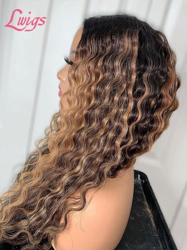 New Arrival High Light Color Deep Wave 4*4 Silk Base Closure Wig With 360 Lace Wig Combo Sale For Independence Day Lwigs Super Deal ID03