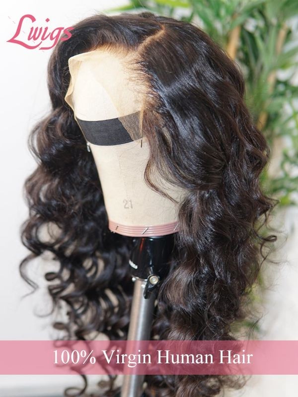 HD Lace Loose Wave Natural Black Color 13*6 Wigs Human Hair Lace Front Brazilian Virgin Side Part Wavy Hair For Black Women Lwigs293