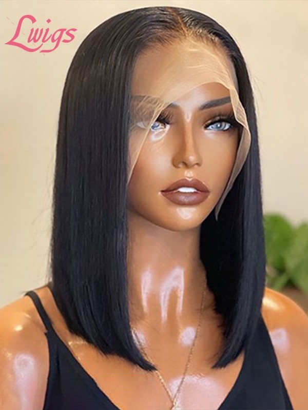 Undetectable HD Dream Swiss Lace Straight Short Bob Wig Brazilian Virgin Human Hair 360 Lace Wigs Lwigs157