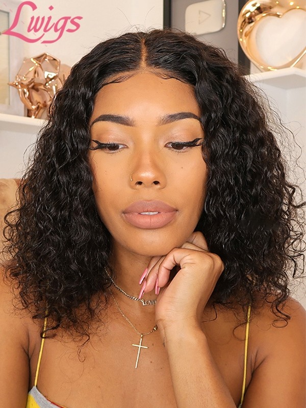 New Arrival Undetectable Dream Swiss Lace Curly Short Bob 360 Lace Frontal Wig Pre-bleached Knots Lwigs247