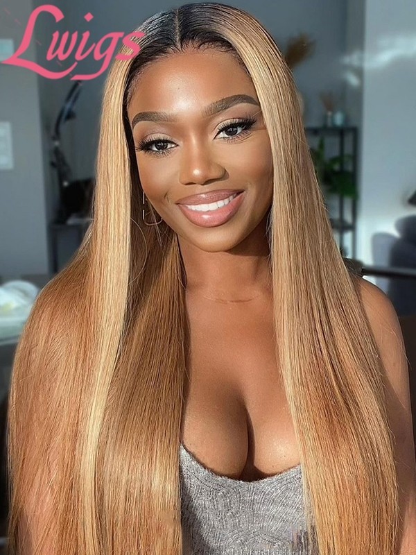 New Arrivals Ombre Hair Color Ash Blonde Highlight Silky Straight Hair Black Girl 360 Wig 180 Density Best Human Hair Wigs NEW13