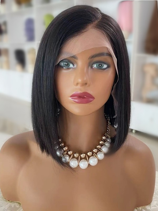 Pre-plucked Hairline Brazilian Human Hair Only $99 Side Part Bob Hairstyle 10 Inch C-Part Lace Wigs Lwigs252
