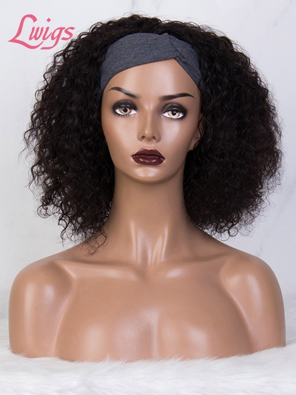 New Arrvial Brazilian Virgin Human Hair Short Curly Wig High Density Headband Curly Wig Lwigs379