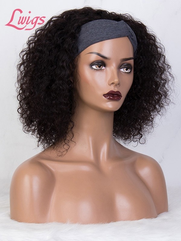 New Arrvial Brazilian Virgin Human Hair Short Curly Wig High Density Headband Curly Wig Lwigs379