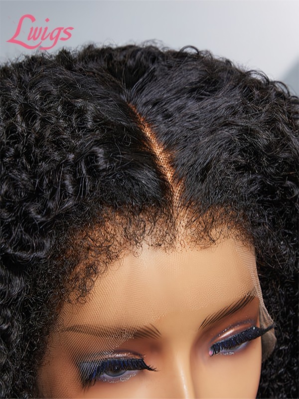 NEW Realistic Afro Kinky Edges Free Parting Updated Mother-Growth Curly Hairline Undetectable Lace 13x4 Front Wig 4C Edges Lwigs42