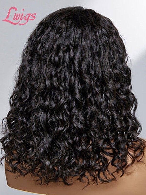 NEW Realistic Curly 4C Edges Free Parting 13x4 Water Wave Undetectable Lace Front Wig With Mother-Growth Curly Hairline Lwigs44