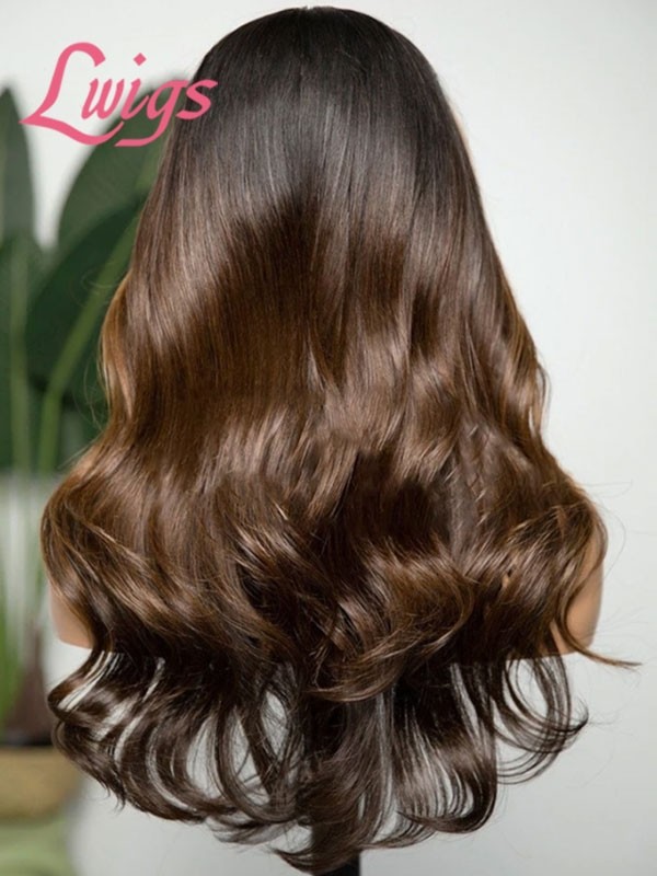 New Style HD Lace 100% Brazilan Virgin Human Hair 13x6 Black/Brown Ombre Highlights Color Body Wave Lace Front Wig NEW05