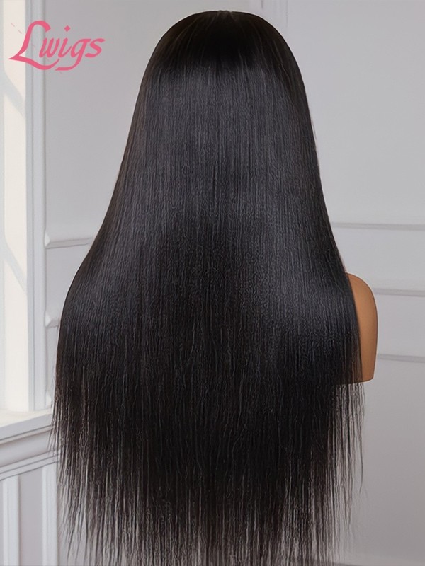 NEW Updated Pre-plucked Natural Yaki Hairline Undetectable Transparent Lace Human Hair 13x4 Kinky Straight Wigs Lwigs43