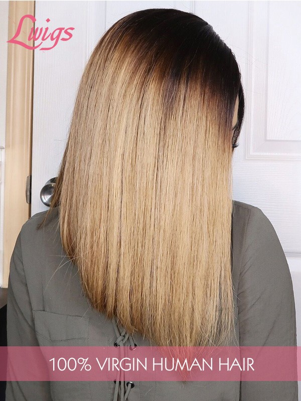 Straight Ombre Color 1b/30# Brazilian Virgin Hair 12A Grade Bob Style Lace Front Wigs Lwigs135