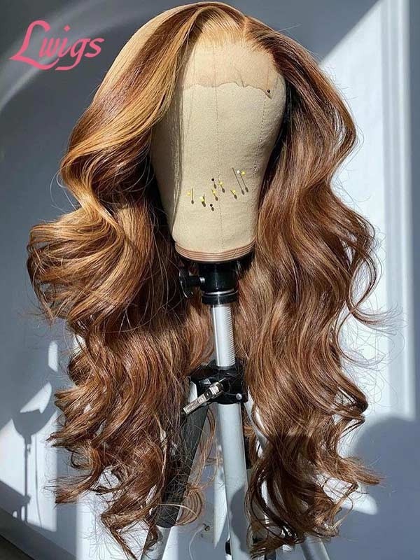 Ombre Honey Blonde 13x6 Lace Frontal Wig Wavy Curls HD Lace Wig With Plucked Hairline Knots Bleached Lwigs411
