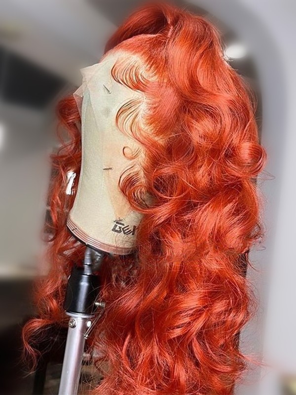 ONLY 48H SALE 14 Inch Straight Hair Or Body Wave Wig Styles 150% Density Bleached Knots 13x4 Orange Lace Front Wig Human Hair SP02