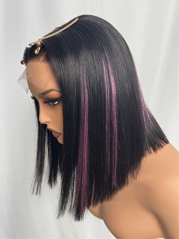 Lwigs Bleached Knots Silky Straight Brazilian Human Hair Short Bob Dress-up 5x5 HD Lace Closure Wigs Pre Plucked Hairline Lwigs719