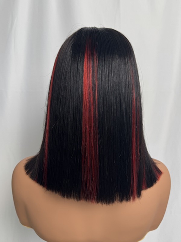 Lwigs New Arrivals Skinlike HD Lace Silky Straight Bob 12 Inch 200% Density Dress-up Highlight Color 5x5 Closure Wigs Lwigs720