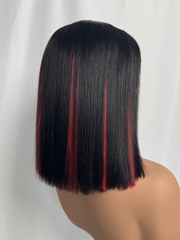 Lwigs New Arrivals Skinlike HD Lace Silky Straight Bob 12 Inch 200% Density Dress-up Highlight Color 5x5 Closure Wigs Lwigs720