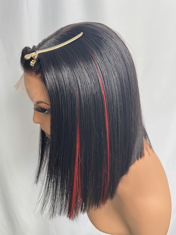 Lwigs New Arrivals Skinlike HD Lace Silky Straight Bob 12 Inch 200% Density Dress-up Highlight Color 5x5 Closure Wigs Lwigs720