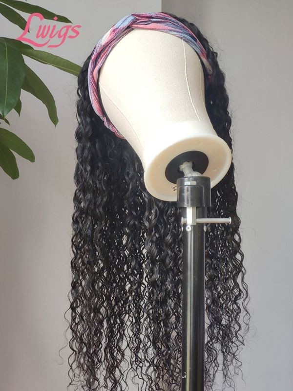 Glueless Everyday Wig Affordable Headband Wig Natural Black Hair Deep Wave 18 Inch Hair Wigs For Women Lwigs398