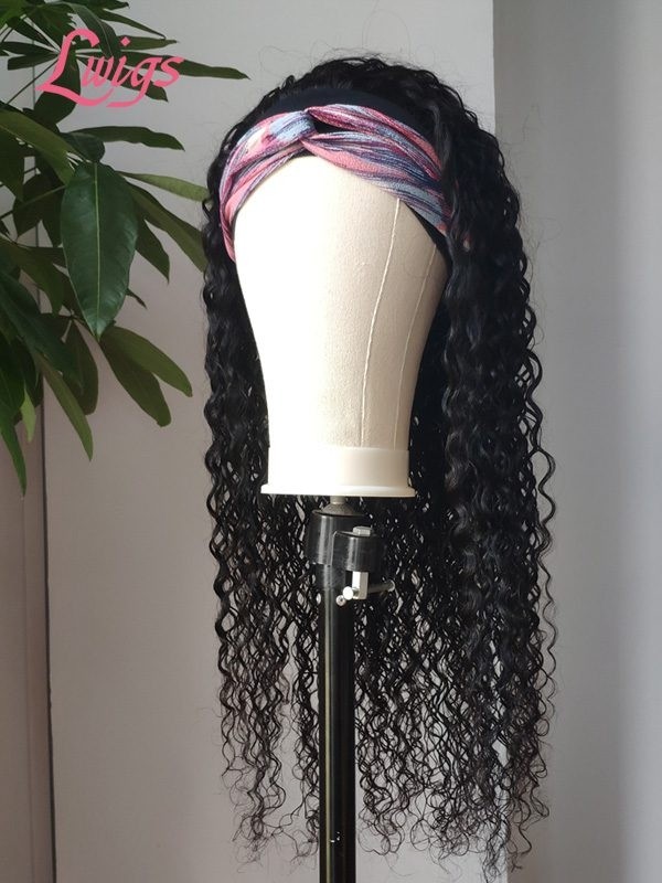 Glueless Everyday Wig Affordable Headband Wig Natural Black Hair Deep Wave 18 Inch Hair Wigs For Women Lwigs398