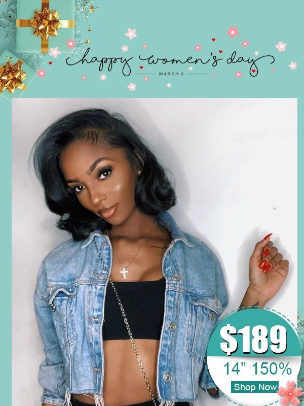 Women's Day Special Short Bob Haircut Brazilian Human Hair 13x4 Transparent Lace Front Wig Pre-Plucked Hairline WD04