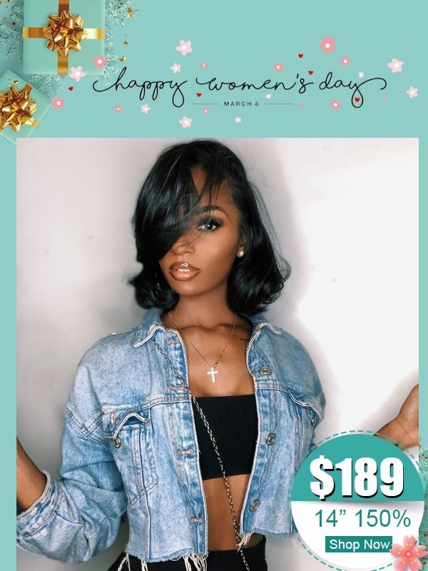 Women's Day Special Short Bob Haircut Brazilian Human Hair 13x4 Transparent Lace Front Wig Pre-Plucked Hairline WD04
