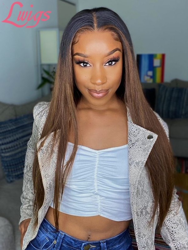 Silky Straight Ombre Highlight Color 360 Lace Wigs Virgin Hair Undetectable HD Dream Swiss Lace Pre-plucked Lwigs174 