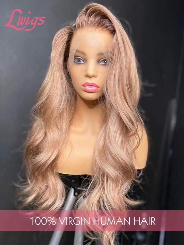 Natural Hair Wig Body Wave Frontal 13*4 Human Hair Hairline Plucked 13x4 Transparent Lace Front Wig Bleached Knots Lwigs353
