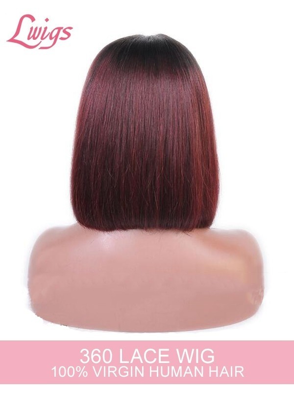#T1B/99J Bob Haircut With Ombre Color Virgin 100% Human Hair Unprocessed 360 Brazilian Pre Plucked HD Lace Wig Lwigs160